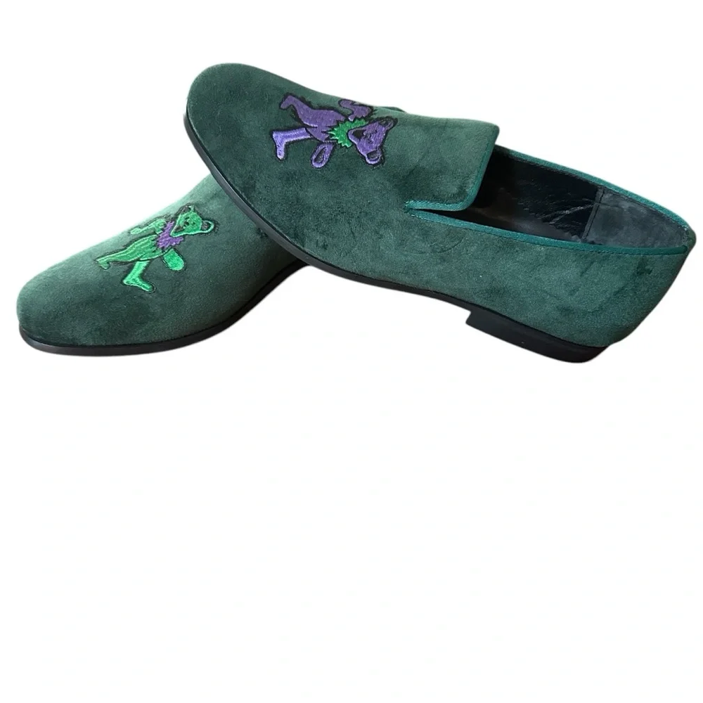 Grateful Dead Dancing Bears velvet loafers May Anthony men’s 8.5 slippers - Picture 2 of 10